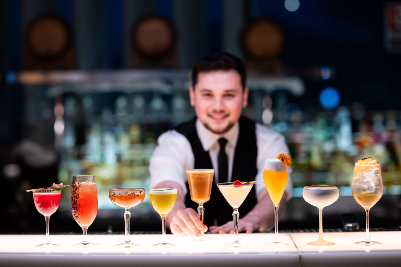 Bartender presenting all our cocktails